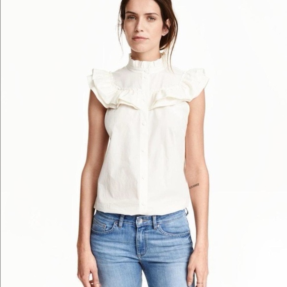 H&M Women's Ruffled White Top